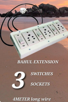 BAHUL 3+3socket ISI MARK UNBREAKABLE SWITCHES EXTENSION 3  Socket Extension Boards(White, 4 m)