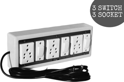 KHOPALA 3 Switch Board with 3 Yard wire 3  Socket Extension Boards(White, 2.7432 m)