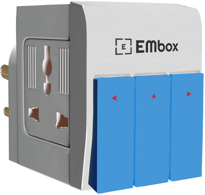 EMBox 3 Way Extension Board 3 Pin Universal Socket Multi Plug with Individual Switch 3  Socket Extension Boards(White, Blue, 0 m)