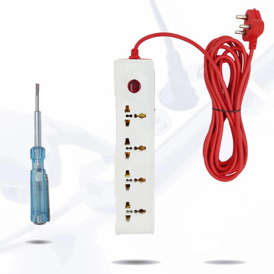Hillgrove HGCM304M1 Power Extension Board with 4 Socket and 1 Switch with Line Tester 4  Socket Extension Boards(White, 5 m)