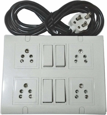 Tinax 4 Switches,4 With 3 Meter Wire 4  Socket Extension Boards(White, 3 m)