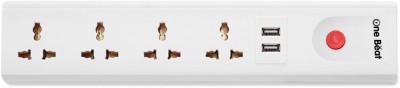 One Beat Spark 4+, 4  Socket Extension Boards(White, 2 m, With USB Port)