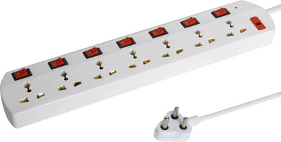 oberlo 7-Socket Surge Protector Power with 3.2-meter heavy-duty cord 7  Socket Extension Boards(White, 3.2 m)