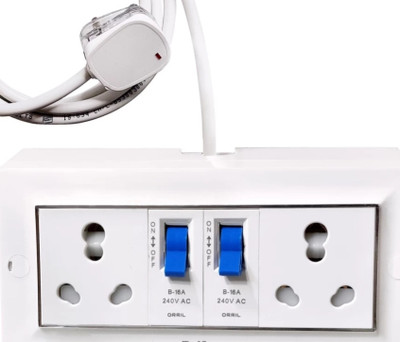 BAHUL 2 power socket +2MCB+4 METER wireBIG PLUG HEAYDUTY 1500WATT CAPACITY 2  Socket Extension Boards(White, 4 m)