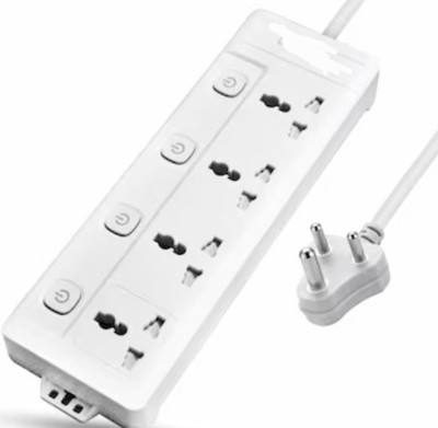 BAHUL Pvc shockproof extension 2 meter small plug 4  Socket Extension Boards(White, 2 m)