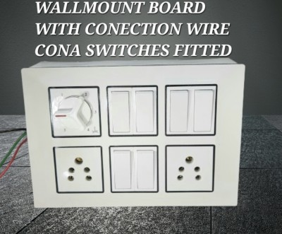 BAHUL Wall MOUNT BOARD WITH CONA SWITCHES STRONG PVC BOX 2  Socket Extension Boards(White, 0 m)