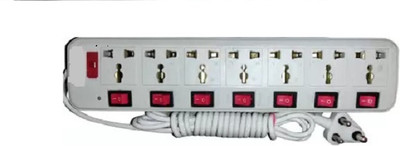 SOYEN SHYAM BABA 7socket plus 7 switch long wire 7 Socket LED FUSE INDICATER 7  Socket Extension Boards(White, 3 m)
