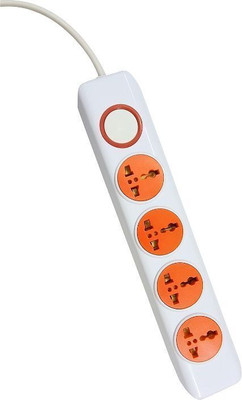 ELOSME 10AMP 1 MASTER SWITCH 4  Socket Extension Boards(White, 2.2 m)