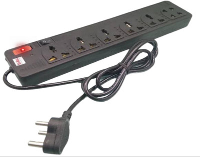 Electors Extension 7 in 1 7 sockets 230V 7  Socket Extension Boards(Black, 2 m)