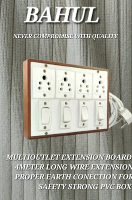 BAHUL 4+4SOCKET 4METER LONG WIRE SMALL PLUG 4  Socket Extension Boards(White, 4 m)