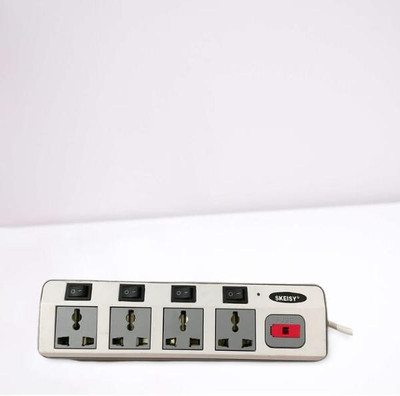 Saubhagye 4 SOCKET PLUS 4 SWITCH EXTENSION BOARD WITH INBUILD LED SWITCH ,3MTR WIRE 4  Socket Extension Boards(Grey, 3 m)