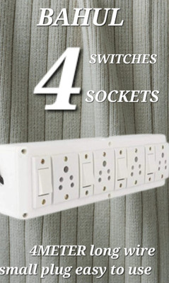 BAHUL MULTIOUTLET EXTENSION BOARD 4METER 4+4SOCKET 4  Socket Extension Boards(White, 4 m)