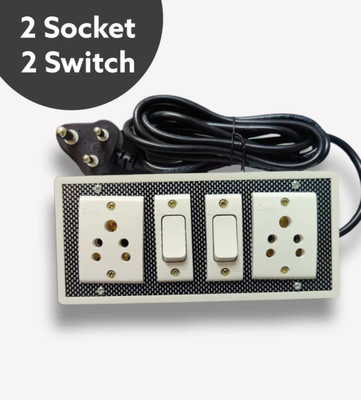 BAHUL Bahul 2+2 With 4 meter long wire small plug 2  Socket Extension Boards(White, 4 m)