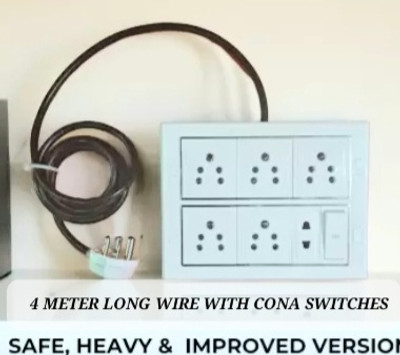 BAHUL PVC SHOCKPROOF EXTENSION WITH CONA SWITCHES 5  Socket Extension Boards(White, 4 m)