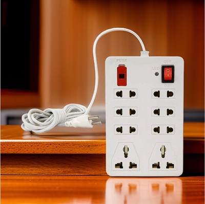 TOOLART Pin Extension Board Flex Box 3 Meter Power Cable 8 Socket Extension BoardsWo 8  Socket Extension Boards(White, 2.5 m)