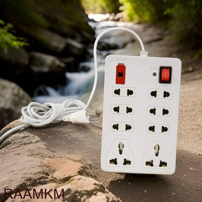 RAAMKM CDL_M_1078_8 Plug Point Light Extension 8 Socket Extension Boards 8  Socket Extension Boards(White, 2.5 m)