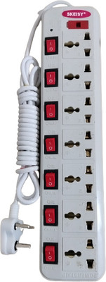 Skeisy NEW EXTENSION BOARD 7 SOCKET AND 7 SWITCH AND LED INDICATOR AND 6AMP POWER 7  Socket Extension Boards(White, 3 m)