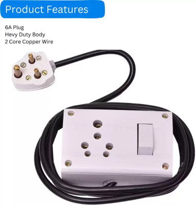 JELECTRICALS Heavy Duty PVC Extension Board With 16 AMP Socket and Switch 1  Socket Extension Boards(White, 2 m)