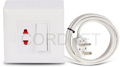 Cordnet Premium Modular Extension With Two Pin Socket and Switch With Three Core Wire 1  Socket Extension Boards(White, 15 m)