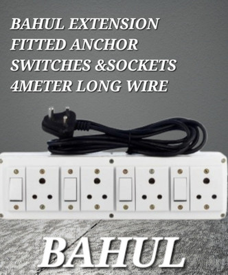 BAHUL SHOCKPROOF PVC EXTENSION 4+4SOCKET 4  Socket Extension Boards(White, 4 m)
