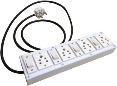 BAHUL 4 +4 long 4 meter long wire extension with ISI PARTS UNBREAKABLE 4  Socket Extension Boards(White, 4 m)