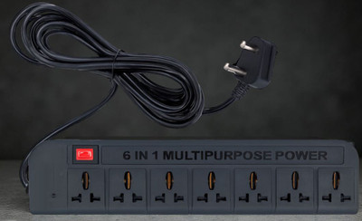 CNT Heavy Duty 6 Socket Extension Board for Home & Office | Multipurpose Power Strip 6  Socket Extension Boards(Black, 3 m)