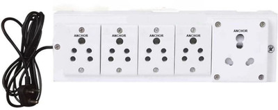 ANCHOR BAHUL ASSEMBLED BOARD CONTAINS 3 Anchor Sockets(15 Amp), 1 Anchor Sockets(13 Amp) with 4 Metre Chord Surge Protector (white) 5  Socket Extension Boards(White, 4 m)
