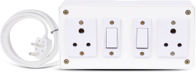 JELECTRICALS Classic Premium Heavy Duty Extension With 3 Core Wire & 6AMP Plug 2  Socket Extension Boards(White, 4 m)