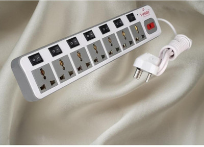 D-DEVOX 7-Socket Surge Protector Power with Heavy-duty cord 7  Socket Extension Boards(White, 3.5 m)