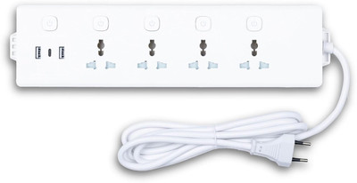 EDBIRET 4 Sockets and 3 USB Ports Extension Sockets 4  Socket Extension Boards(White, 2 m, With USB Port)