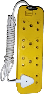 Skeisy ext pauesh button 8 socket and 1 switch power up 6 amp and 240v 3.5 long wire 8  Socket Extension Boards(Yellow, 3.5 m)