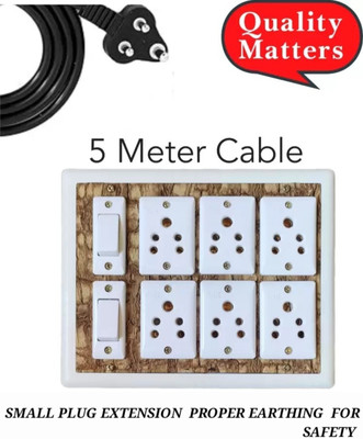 BAHUL small plug heay duty wire 1000watt capacity extension small plug 6  Socket Extension Boards(White, 5 m)