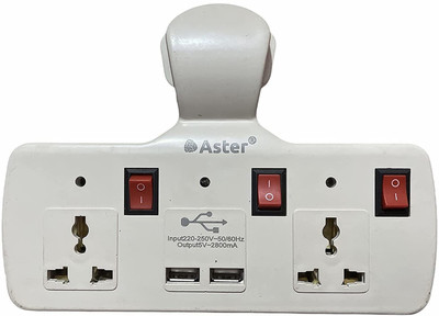 NH WORLD Universal Multi Plug Compatibility Extension Board with Individual Switch Buttons and Fast Charging 4  Socket Extension Boards(White, 0 m, With USB Port)