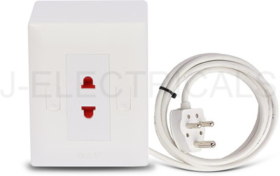 JELECTRICALS Premium Modular Extension Board With 3 Core Wire 1  Socket Extension Boards(White, 4 m)