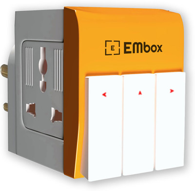 EMBox 3 Pin Multi Plug Socket-Universal Travel Adapter with Individual Switch Safety 3  Socket Extension Boards(Multicolor, 1 m)