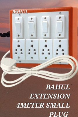 BAHUL SMALL PLUG EXTENSION 4+4SOCKET 4METER 4  Socket Extension Boards(White, 4 m)