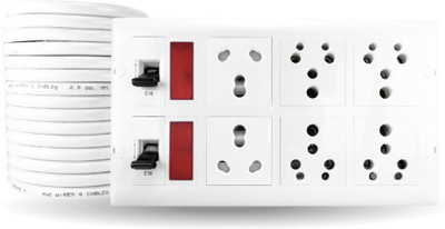 crexan Heavy Duty Extension Board 6-Socket with 16A MCB, 2.5 mm Cable, 3500W, 16A Plug 6  Socket Extension Boards(White, 4 m)