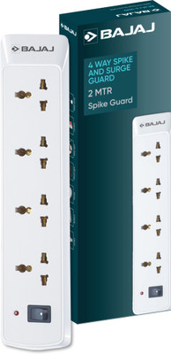 BAJAJ 4 WAY SPIKE AND SURGE GUARD 4  Socket Extension Boards(White, 2 m)