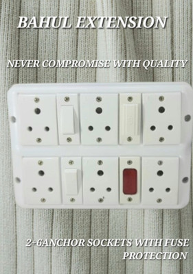 BAHUL 2+6SOCKET MULTIOUTLET SHOCKPROOF EXTENSION BOARD 6  Socket Extension Boards(White, 4 m)