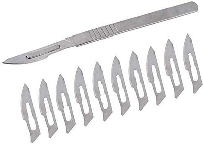 mediwave Surgical Blade Scalpel Blade NO_23- 10 Pcs with BP Handle No.4 Utility Forceps
