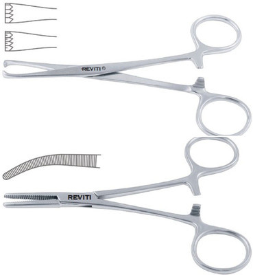 REVITI Artery Forceps curved & Alis Tissue Surgical Forceps COMBO 6 inch-15 CM Tissue Forceps