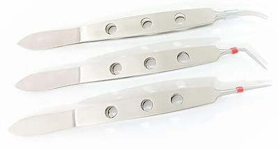 Forgesy Suture Tyining Forceps Set Of 3 Pcs Straight, Curved and Angald 11 cm Tying Forceps