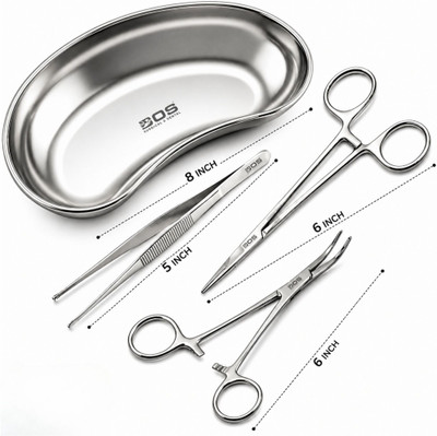Bos Medicare Surgical Instruments Set KidneyTray|Artery Forcep|kocher Forceps|Dressing Forcep&Scissors Needle Holders