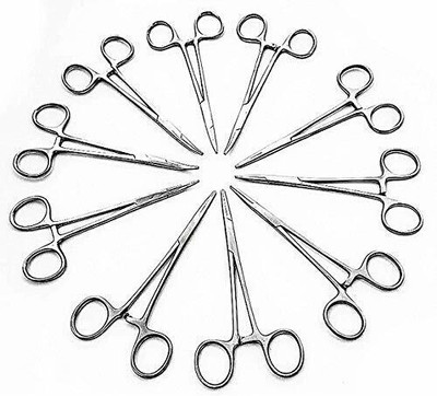 mediwave 10 pcs Mosquito Hemostat Locking Forceps 5 Curved & 5 Straight Stainless Steel Utility Forceps