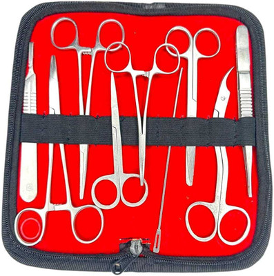 mediwave Dressing Dissection Surgical KIT Set of 9 Pcs in Pouch Dressing Forceps