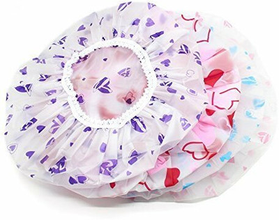 NEWSPARSH Reusable Shower Cap with Elastic Band for Home Use set pack of 3