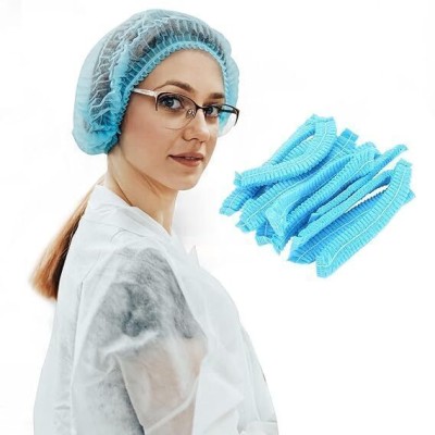 7SHIELD 100 Pieces Disposable Non Woven Bouffant (Blue) Surgical Head Cap(Disposable)