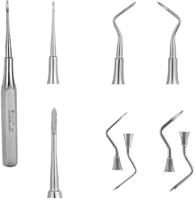 Gdc Dental Combo Root Elevators - Left Right and Straight Set of 3 / no Surgical Plier(Steel)
