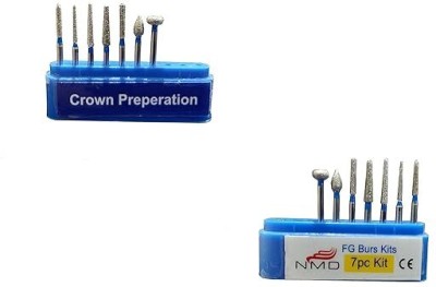 NMD Dental Tool Crown Preparation Bur Kit (7pc/pk) (Pack of 1) Surgical Plier(Stainless Steel)