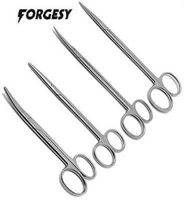 Forgesy Straight & Curved Metzenbaum Blunt 6 Kelly Sharp 7 Instruments - Surgical Plier(Stainless Steel)